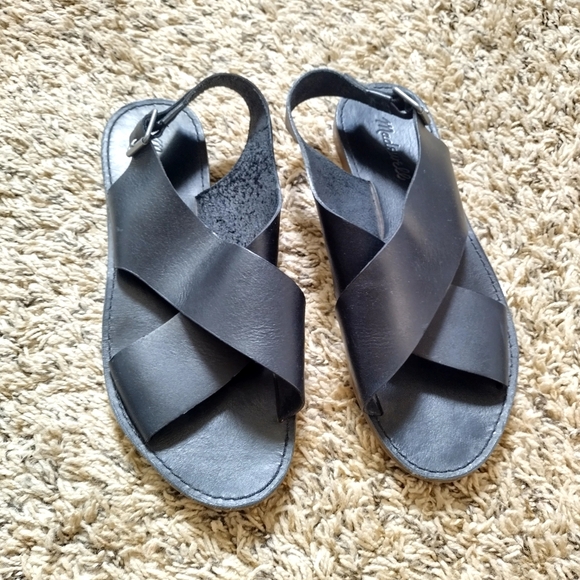 Madewell Shoes - Madewell The Boardwalk Crossover Sandal Black Leather Sz 8,5